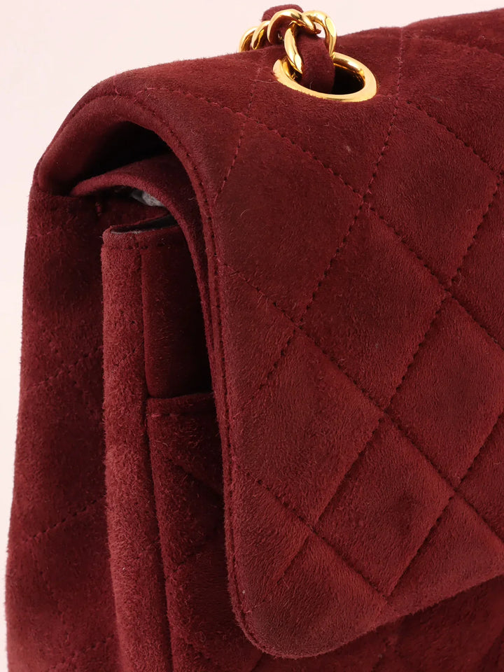 Chanel Around 1997 Made Suede Classic New Chain Bag 25Cm Bordeaux