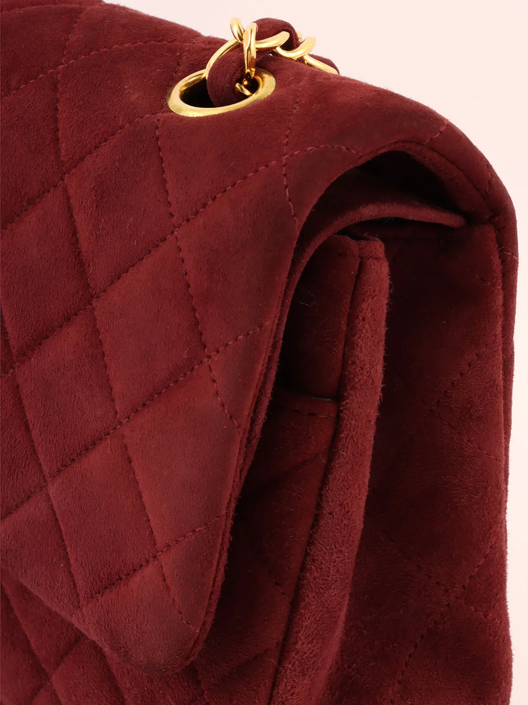 Chanel Around 1997 Made Suede Classic New Chain Bag 25Cm Bordeaux