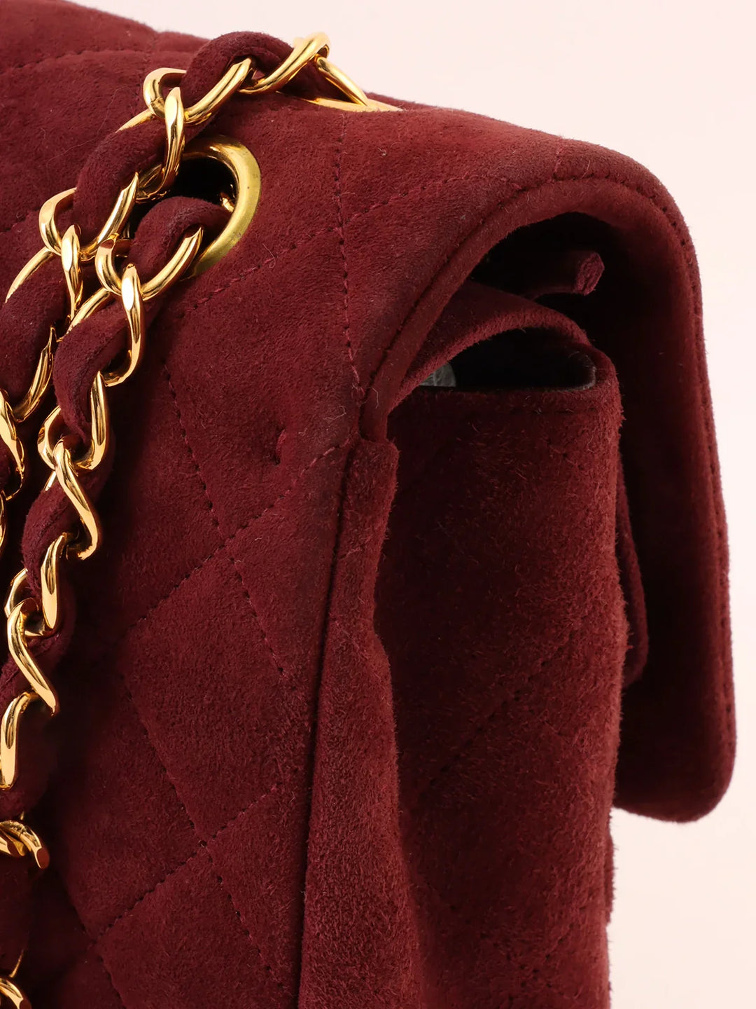 Chanel Around 1997 Made Suede Classic New Chain Bag 25Cm Bordeaux