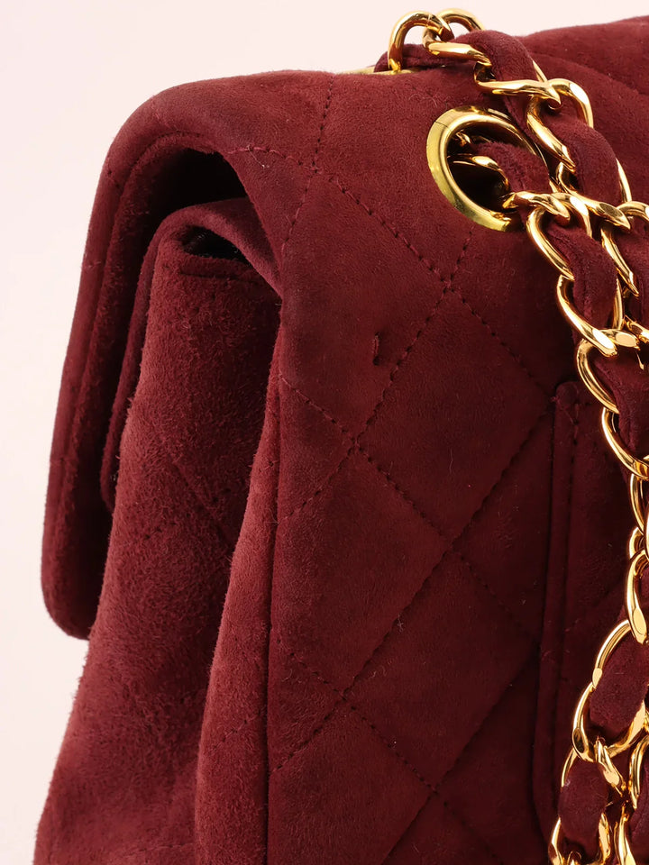 Chanel Around 1997 Made Suede Classic New Chain Bag 25Cm Bordeaux