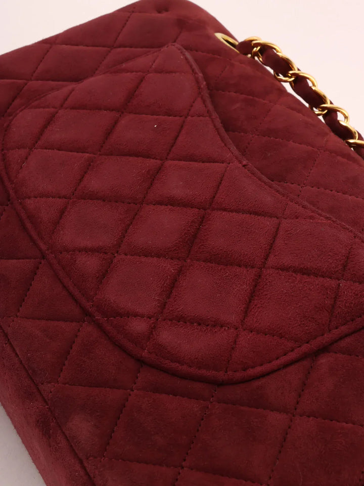 Chanel Around 1997 Made Suede Classic New Chain Bag 25Cm Bordeaux
