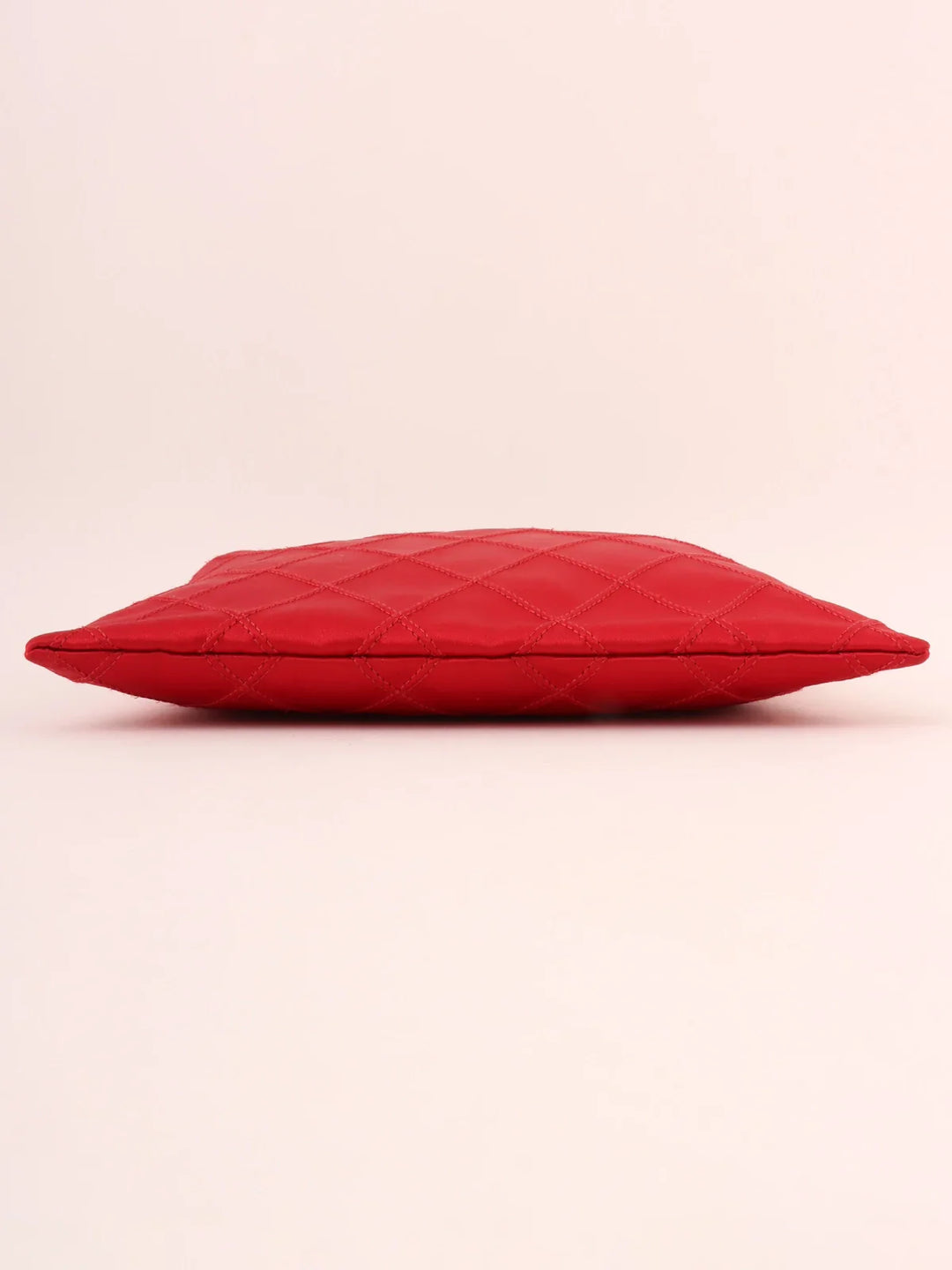 Chanel Around 1985~1990 Made Silk Satin Rhinestone Cc Mark Platetop Handle Bag Red