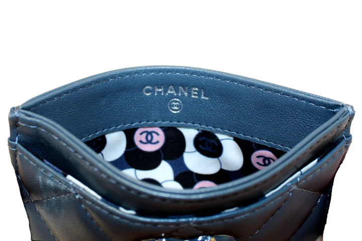 Top Quality Chanel Blue Quilted Lambskin Leather Card Holder