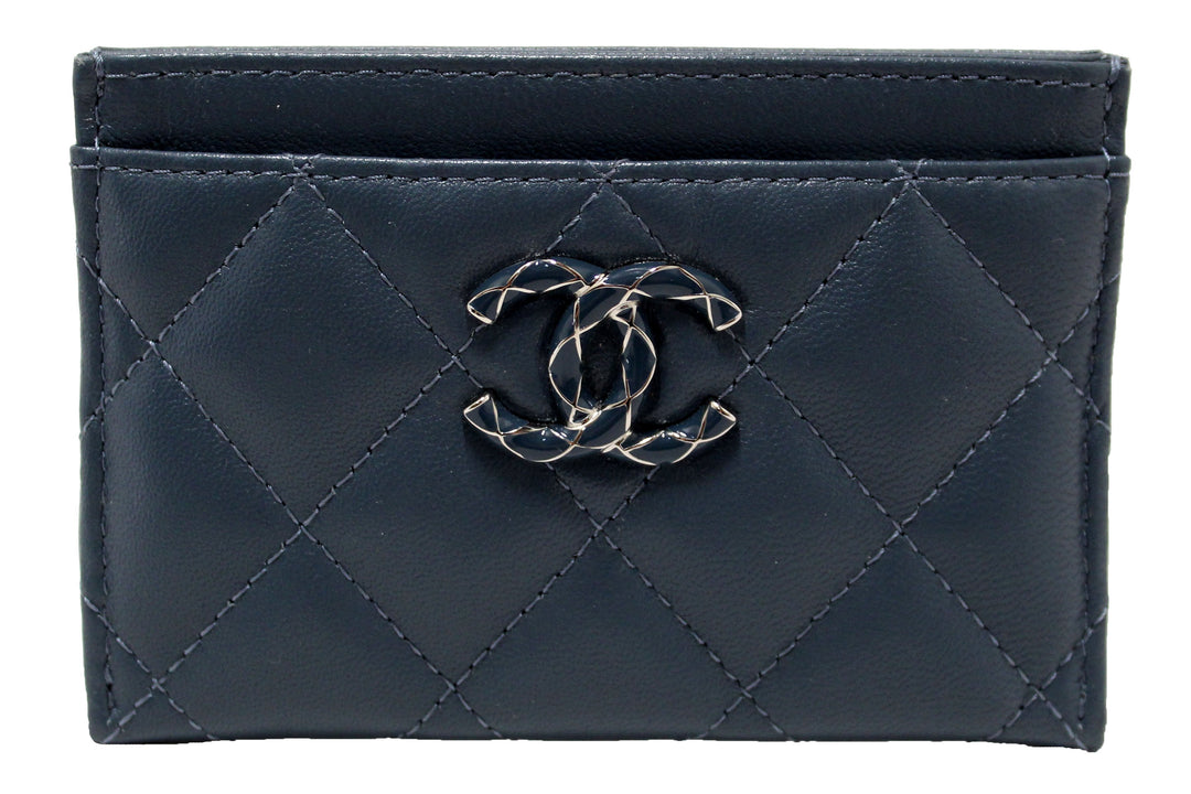 Top Quality Chanel Blue Quilted Lambskin Leather Card Holder