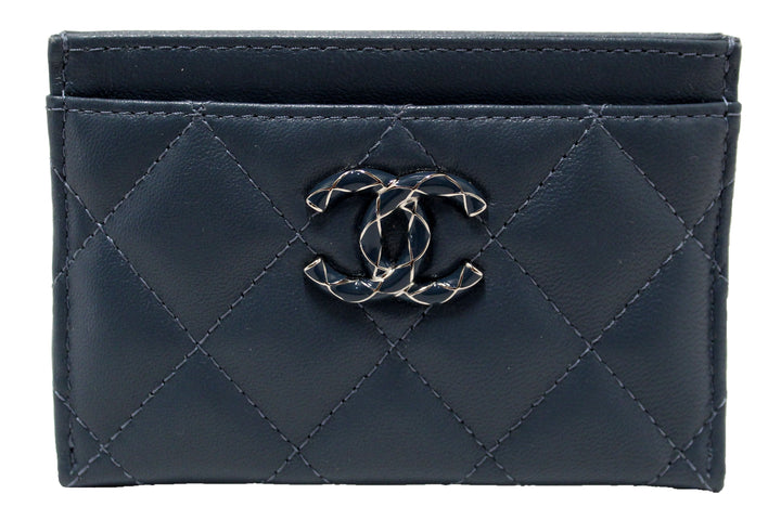 Top Quality Chanel Blue Quilted Lambskin Leather Card Holder