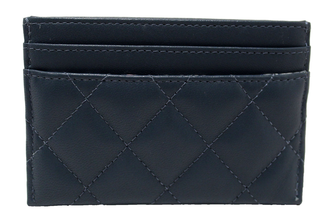 Top Quality Chanel Blue Quilted Lambskin Leather Card Holder