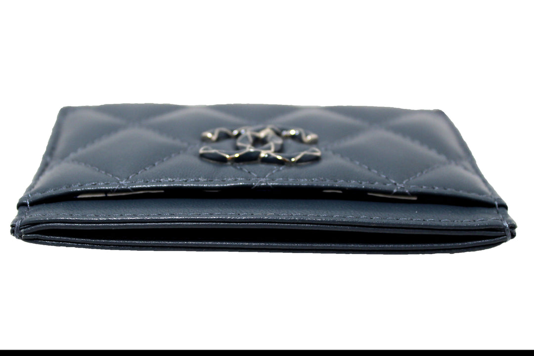 Top Quality Chanel Blue Quilted Lambskin Leather Card Holder