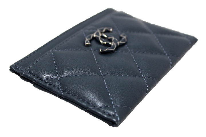 Top Quality Chanel Blue Quilted Lambskin Leather Card Holder
