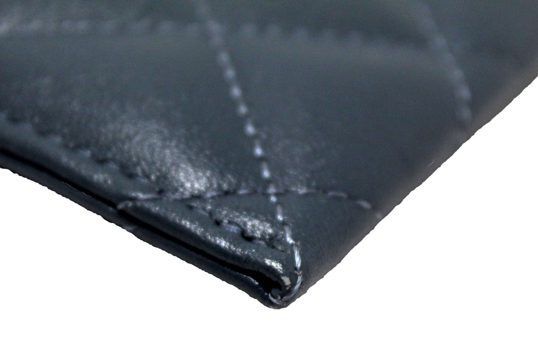 Top Quality Chanel Blue Quilted Lambskin Leather Card Holder