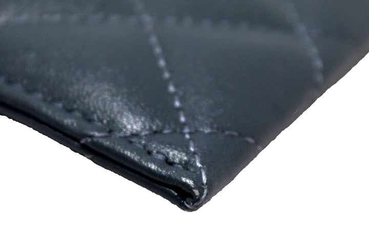Top Quality Chanel Blue Quilted Lambskin Leather Card Holder