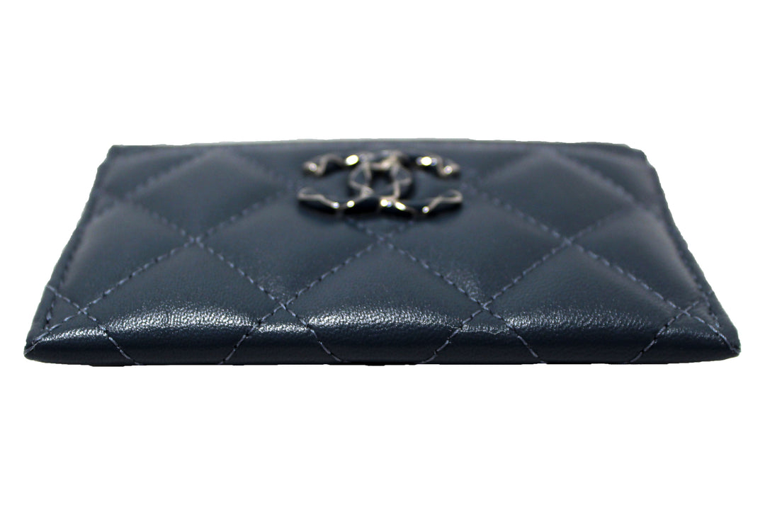 Top Quality Chanel Blue Quilted Lambskin Leather Card Holder