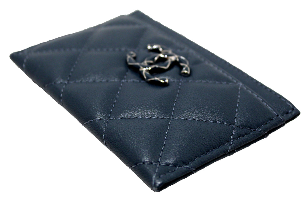 Top Quality Chanel Blue Quilted Lambskin Leather Card Holder