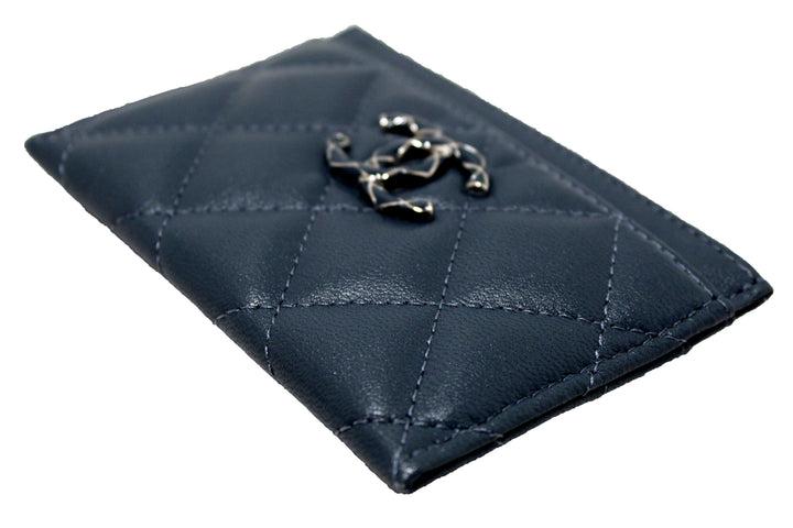 Top Quality Chanel Blue Quilted Lambskin Leather Card Holder
