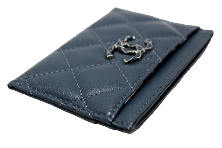 Top Quality Chanel Blue Quilted Lambskin Leather Card Holder