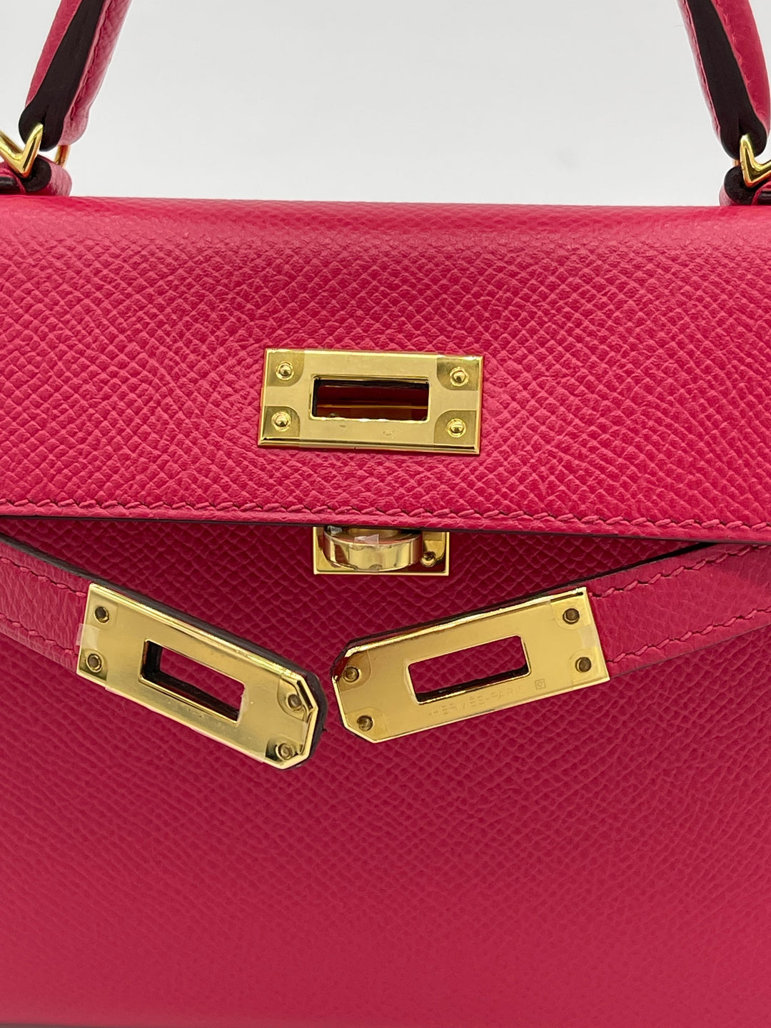 Top quality Hermes Kelly 20 Mini Epsom Rose Extreme Gold Hardware