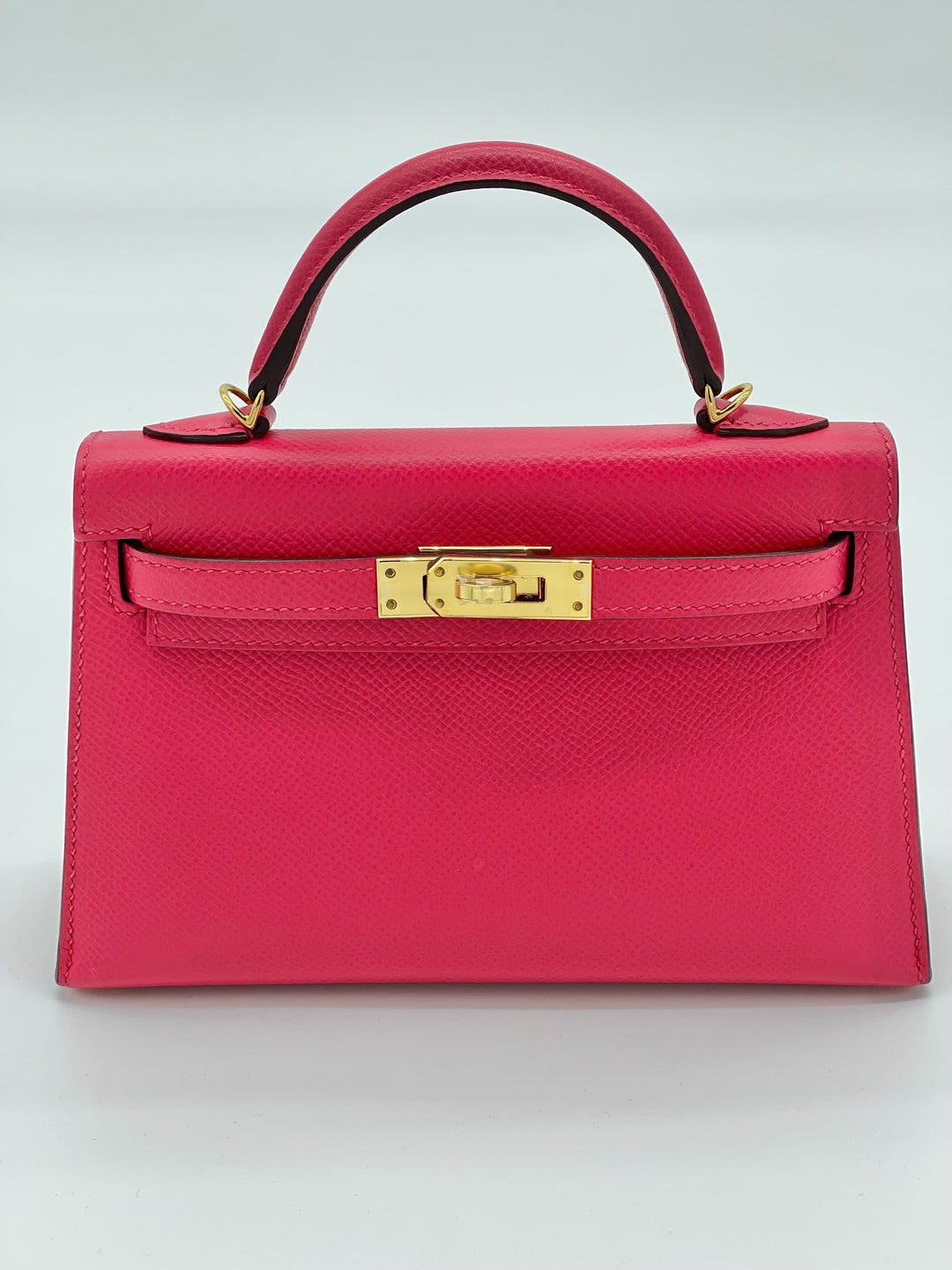 Top quality Hermes Kelly 20 Mini Epsom Rose Extreme Gold Hardware