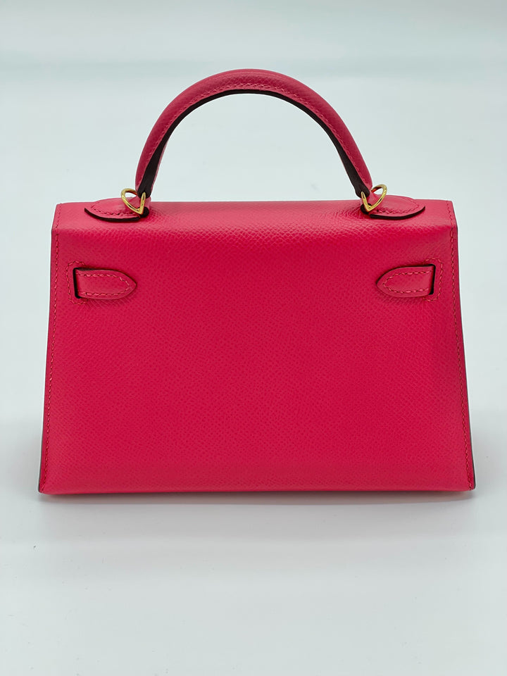Top quality Hermes Kelly 20 Mini Epsom Rose Extreme Gold Hardware