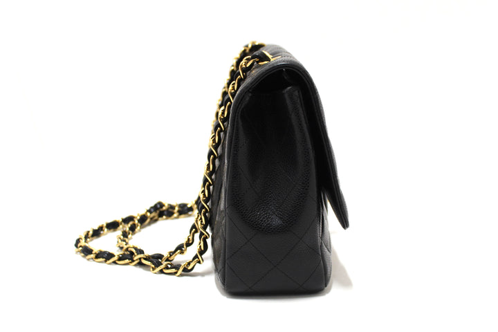 Top Quality Chanel Black Quilted Caviar Leather Classic Jumbo Single Flap Bag