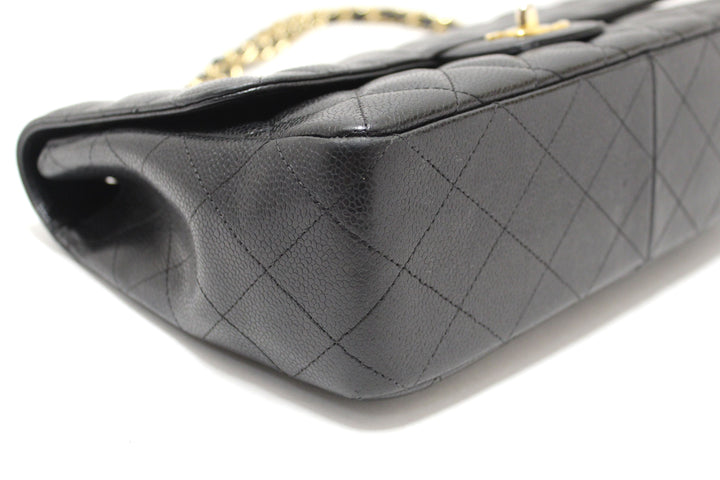 Top Quality Chanel Black Quilted Caviar Leather Classic Jumbo Single Flap Bag