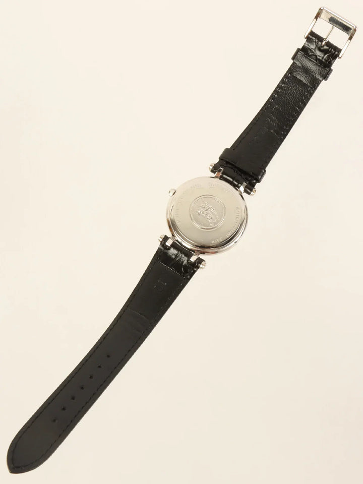 Burberry Round Logo Face Watch Silver/Black