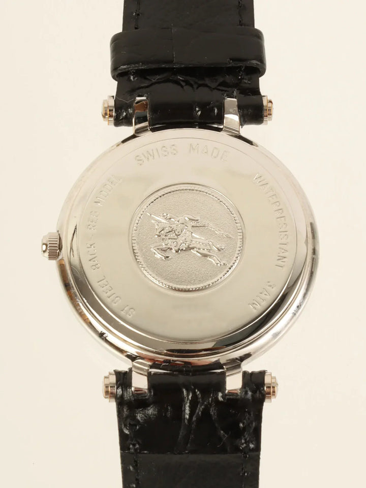 Burberry Round Logo Face Watch Silver/Black