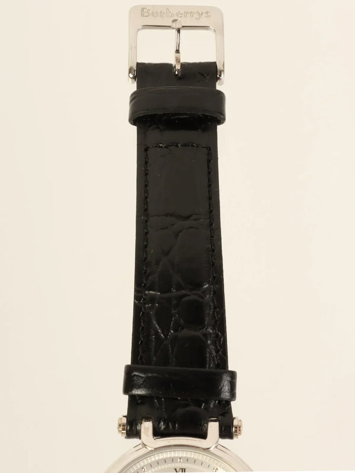 Burberry Round Logo Face Watch Silver/Black