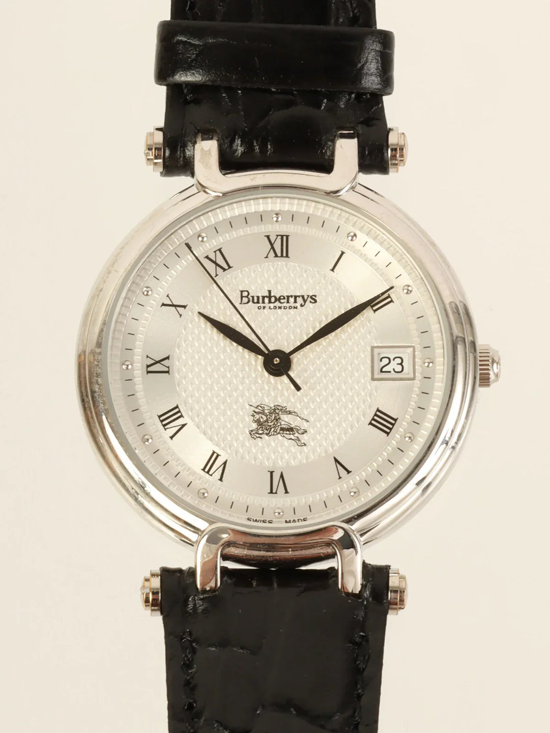Burberry Round Logo Face Watch Silver/Black
