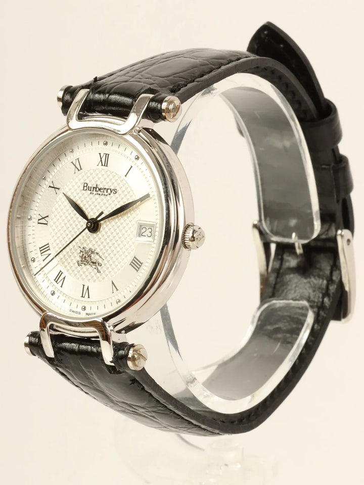 Burberry Round Logo Face Watch Silver/Black