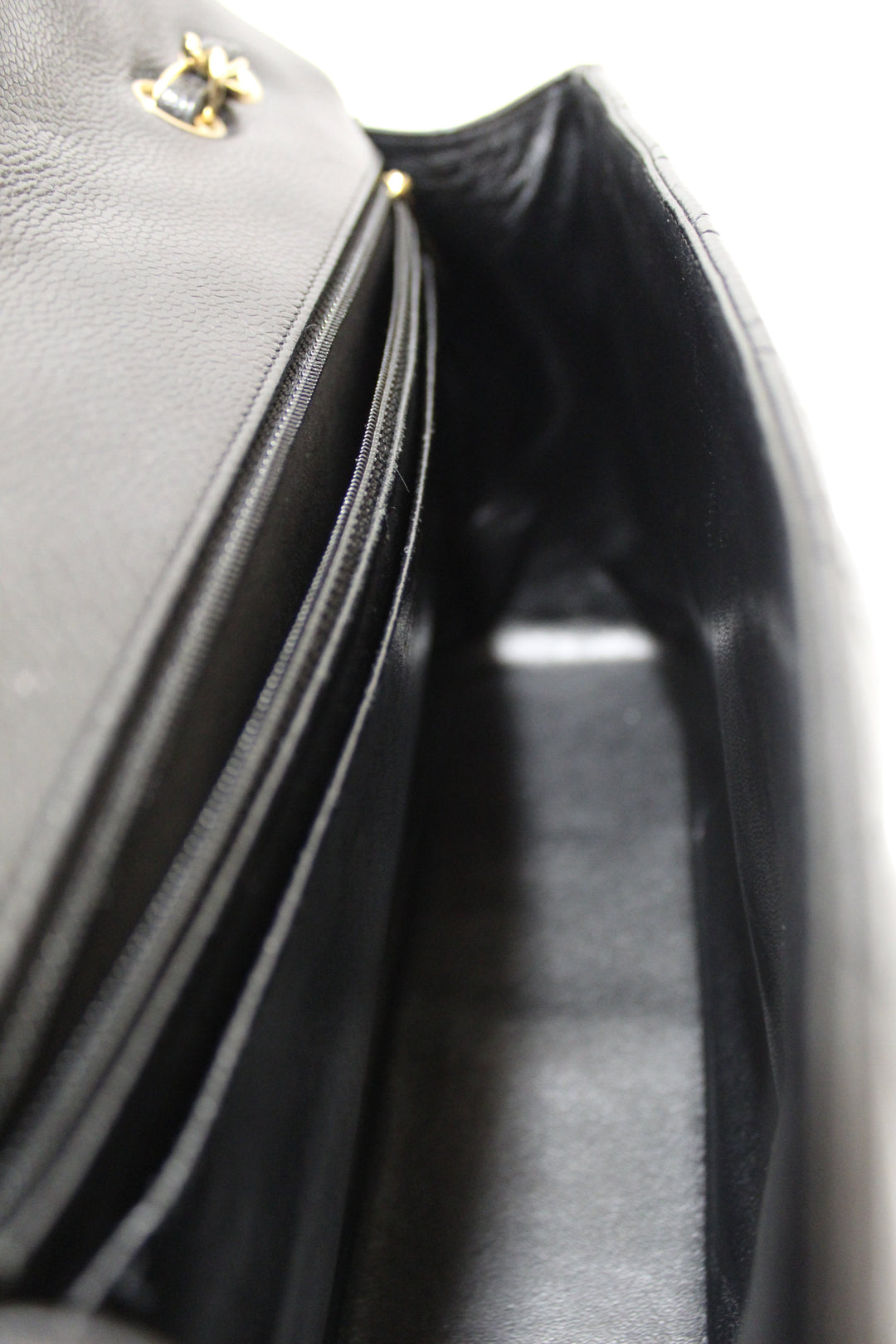 Top Quality Chanel Black Quilted Caviar Leather Classic Jumbo Single Flap Bag