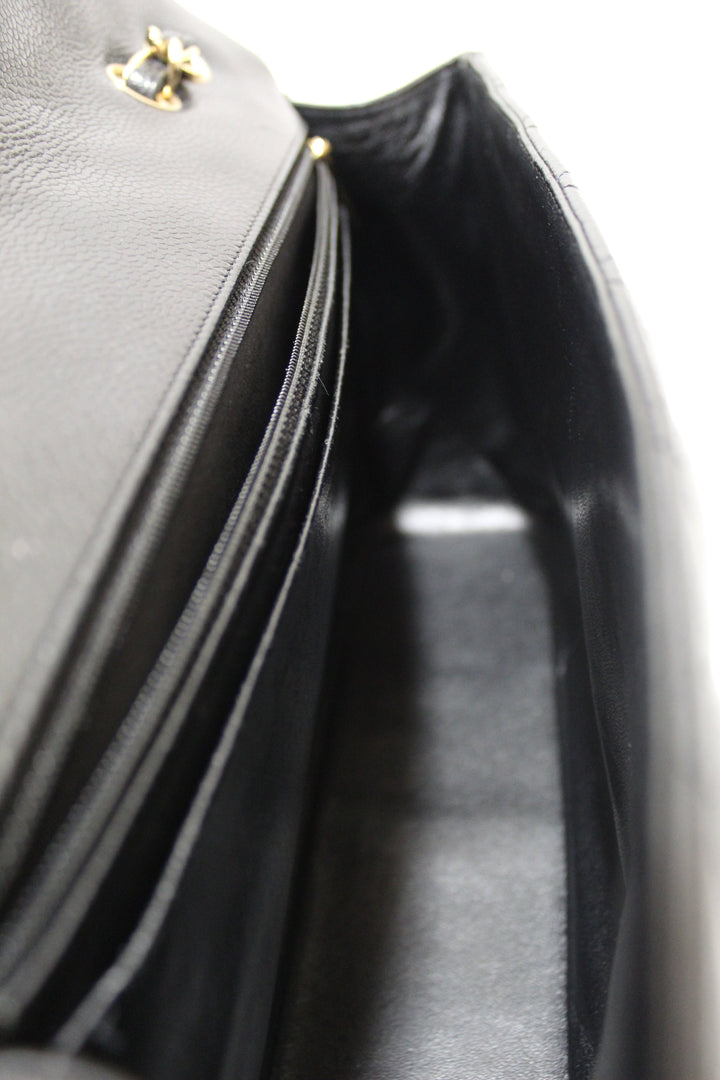 Top Quality Chanel Black Quilted Caviar Leather Classic Jumbo Single Flap Bag