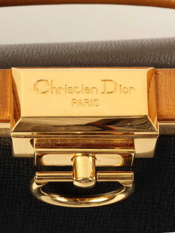 Top quality Dior Logo Plate 2Way Bag Black/Beige