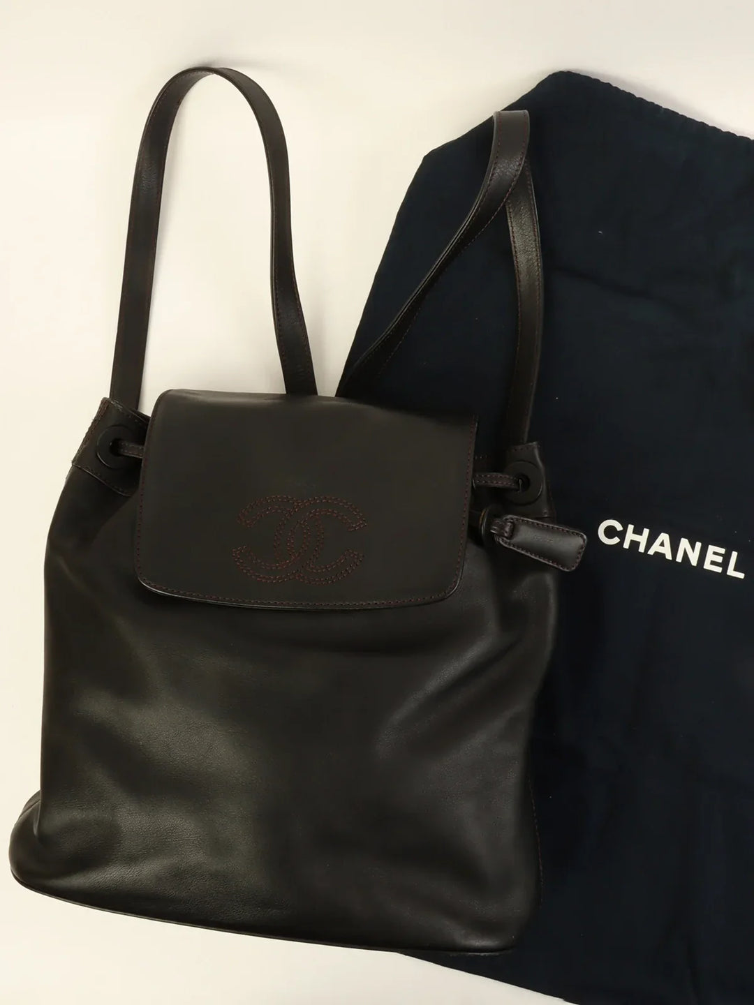 Top Quality Chanel Around 1998 Made Cc Mark Stitch Backpack Black
