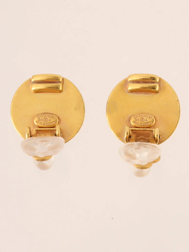 Chanel 1999 Made Mini Round Cc Mark Earrings Gold