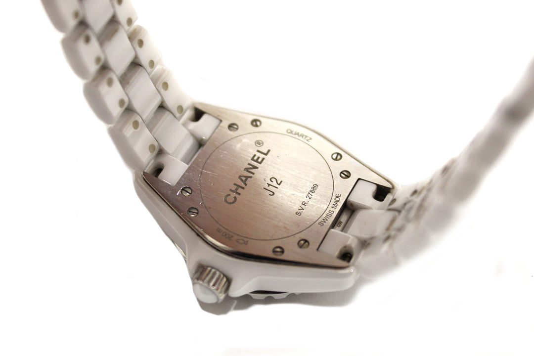Top Quality Chanel White Ceramic J12 Diamond Quatz Watch 33mm H2422