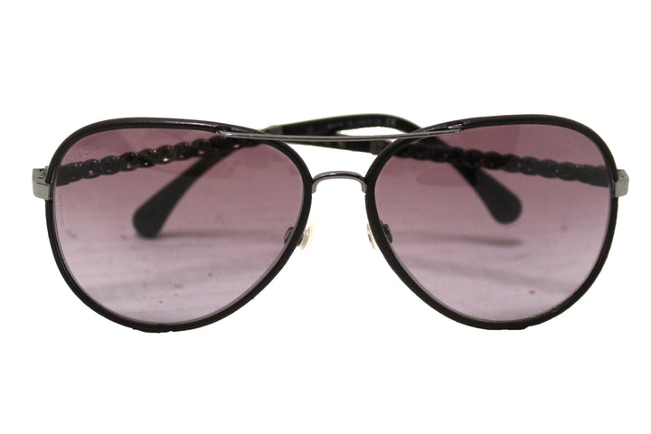 Authentic chanel violet calfskin/metal aviator pilot sunglasses 4219q | Shop Now at Italystation.com