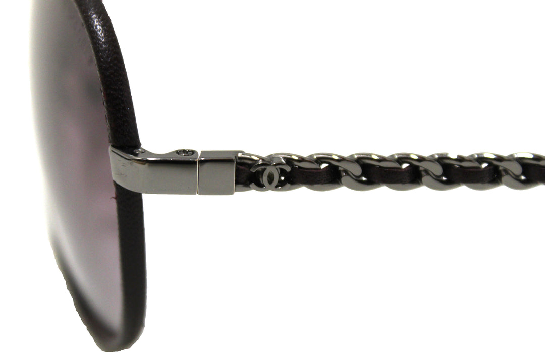Top Quality Chanel Violet Calfskin/Metal Aviator Pilot Sunglasses 4219Q