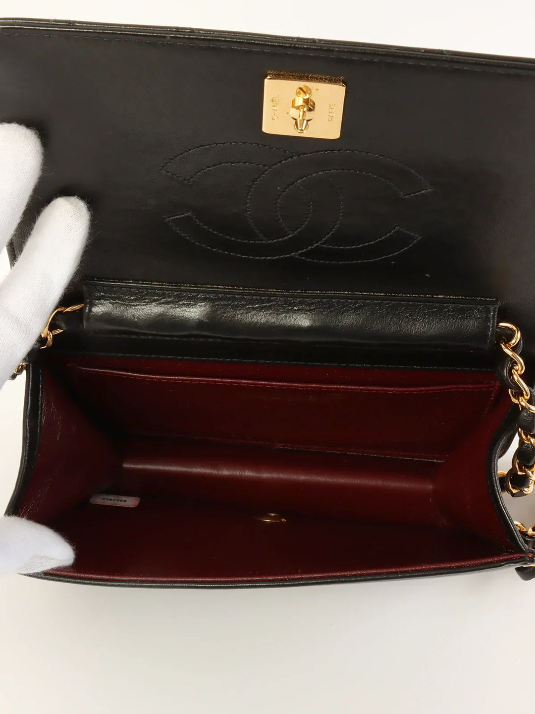 Chanel Around 1998 Made Full New Cc Mark Plate Chain Bag Mini Black