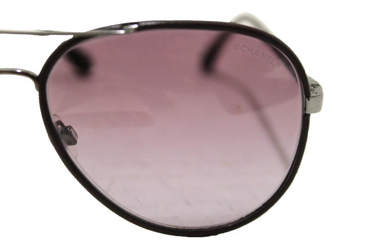Top Quality Chanel Violet Calfskin/Metal Aviator Pilot Sunglasses 4219Q
