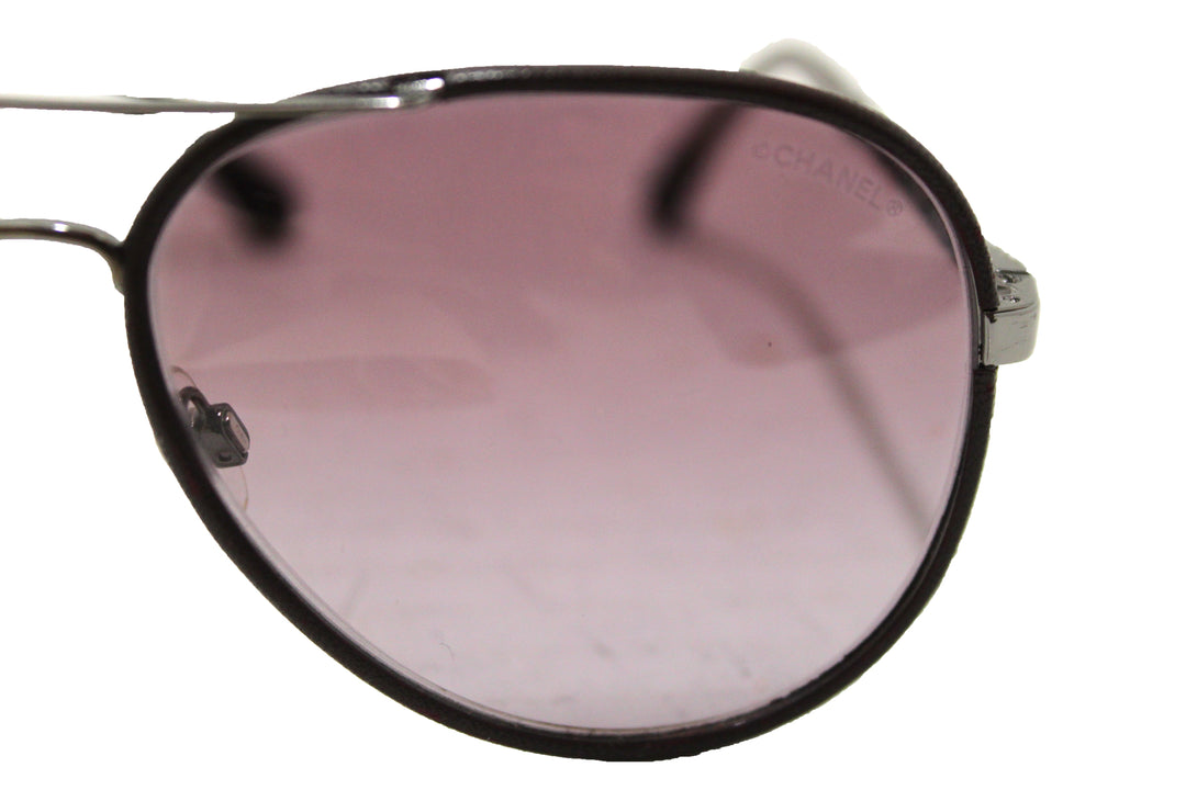 Top Quality Chanel Violet Calfskin/Metal Aviator Pilot Sunglasses 4219Q