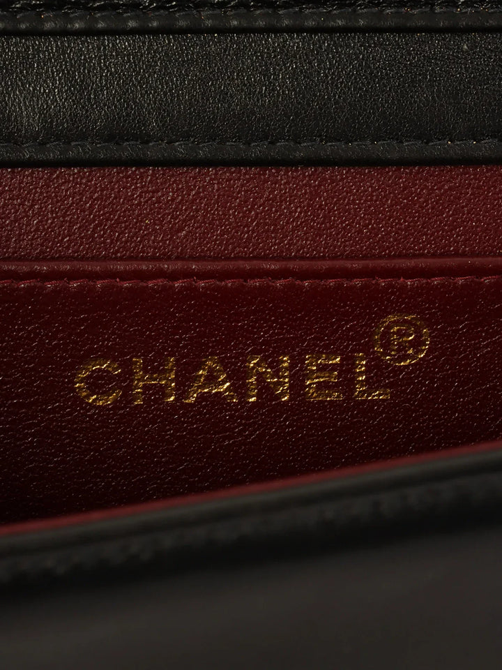 Chanel Around 1998 Made Full New Cc Mark Plate Chain Bag Mini Black
