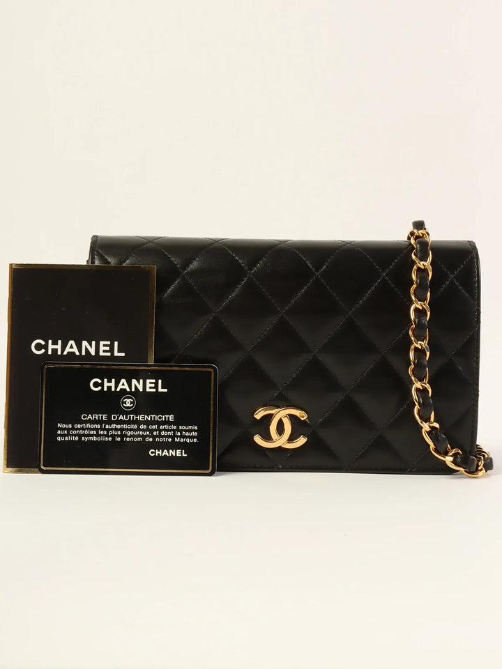 Chanel Around 1998 Made Full New Cc Mark Plate Chain Bag Mini Black