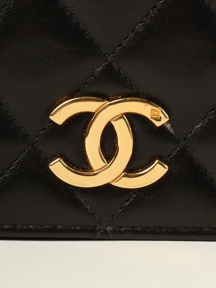 Chanel Around 1998 Made Full New Cc Mark Plate Chain Bag Mini Black