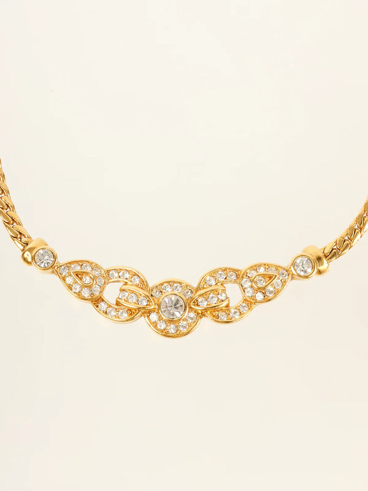 Top quality Dior Rhinestone Design Necklace Gold