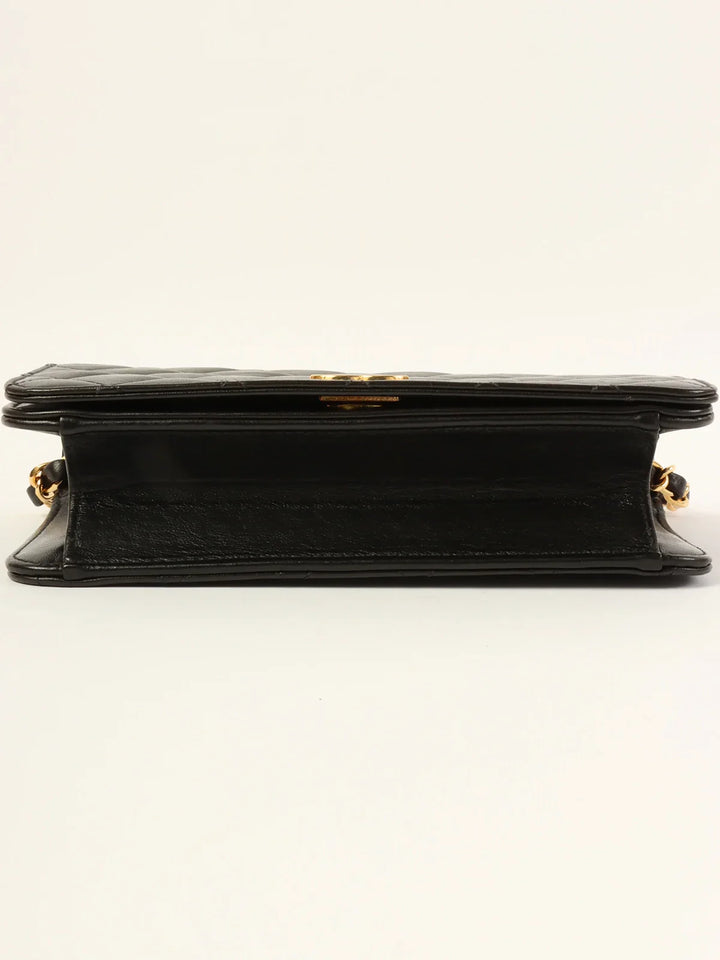 Chanel Around 1998 Made Full New Cc Mark Plate Chain Bag Mini Black