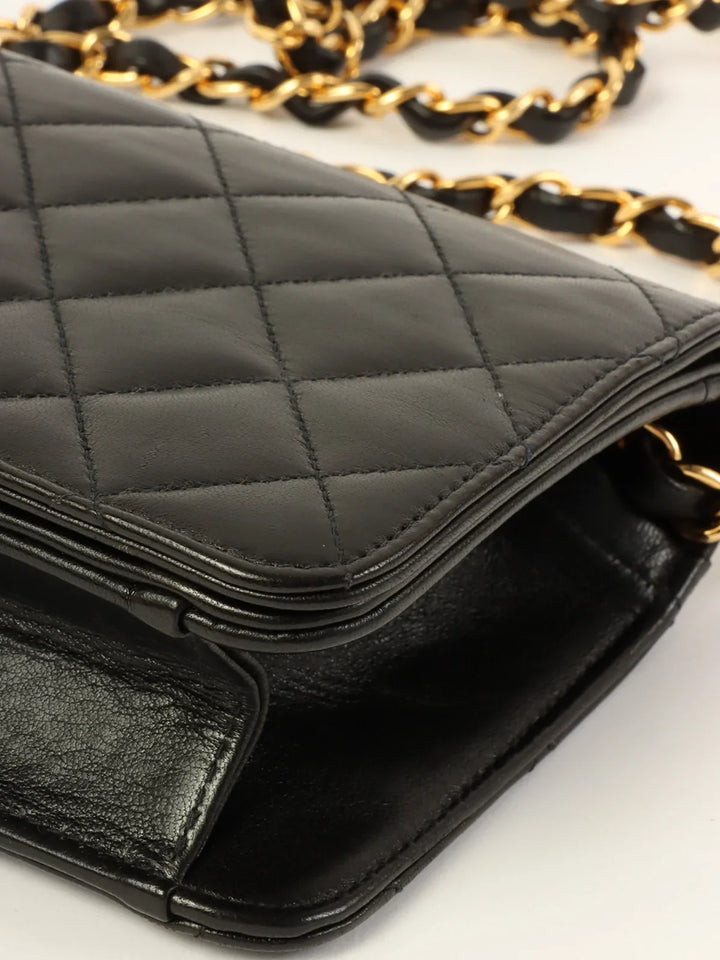 Chanel Around 1998 Made Full New Cc Mark Plate Chain Bag Mini Black