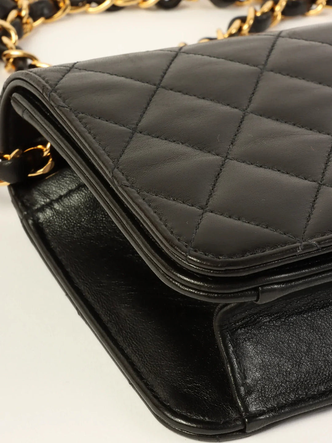 Chanel Around 1998 Made Full New Cc Mark Plate Chain Bag Mini Black