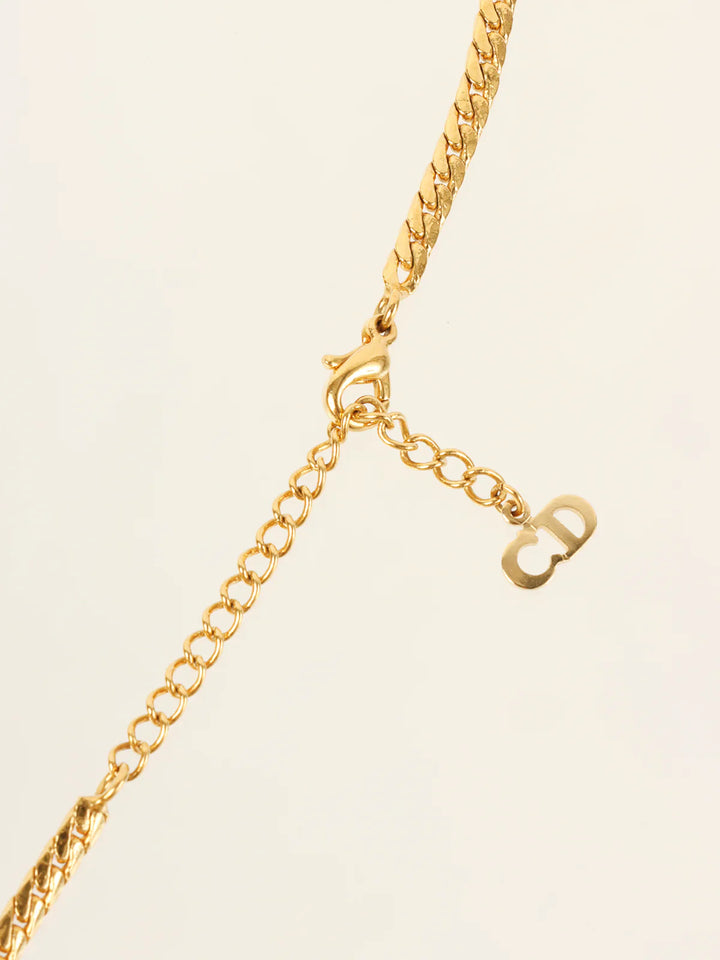 Top quality Dior Rhinestone Design Necklace Gold
