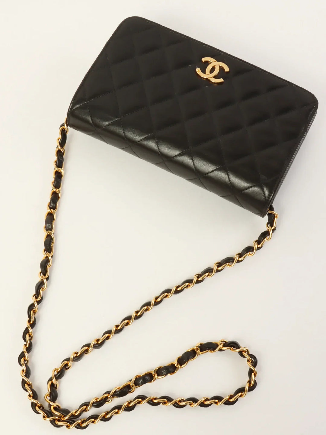 Chanel Around 1998 Made Full New Cc Mark Plate Chain Bag Mini Black