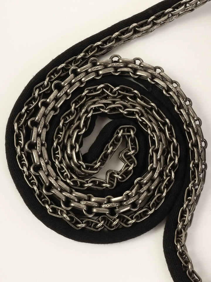 Chanel Around 2007 Nmade Cotton Crocodile Stitch 2.55 Chain Shoulder Bag Black