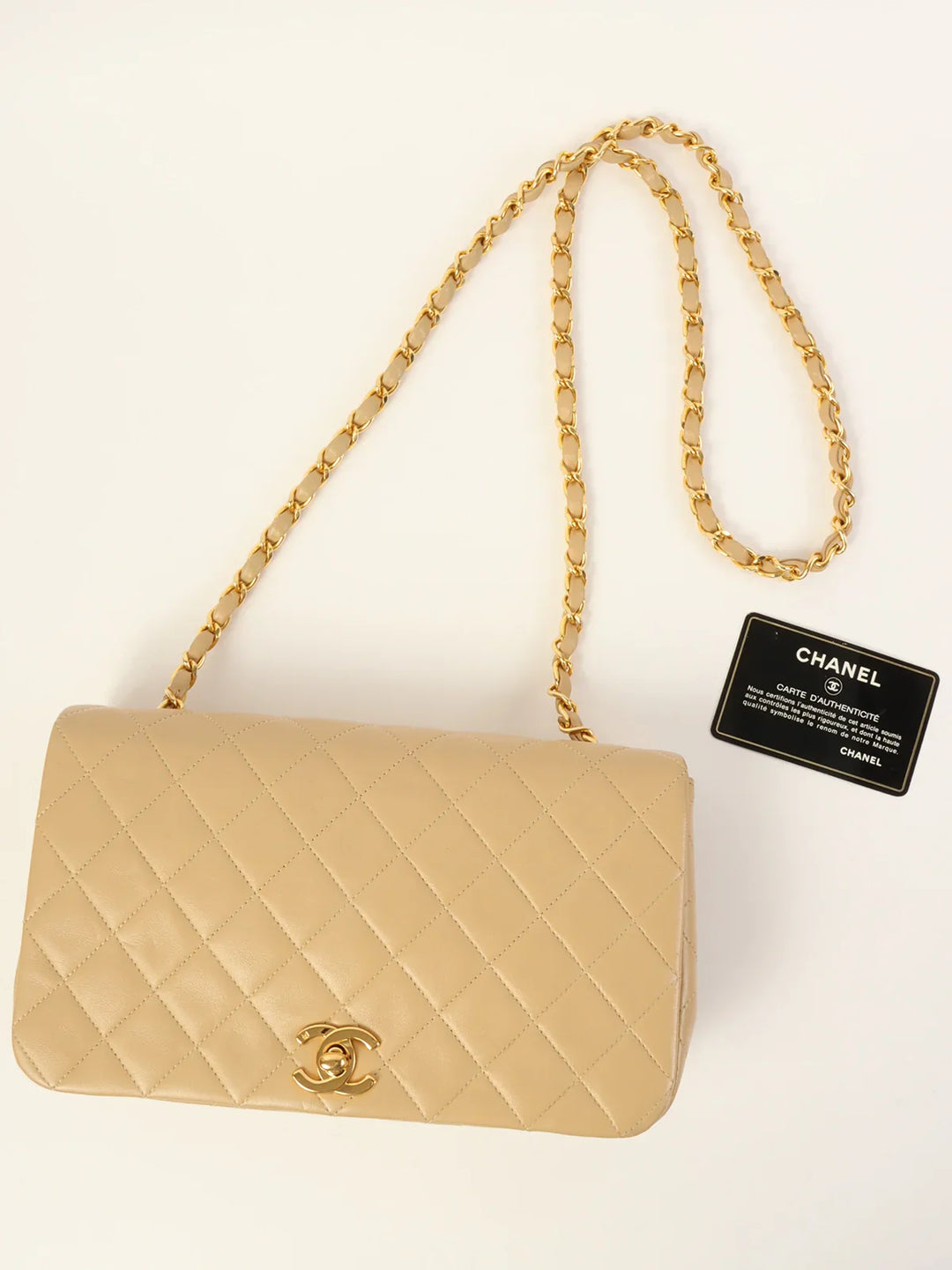 Chanel Around 1990 Made Full New Chain Bag 23Cm Beige